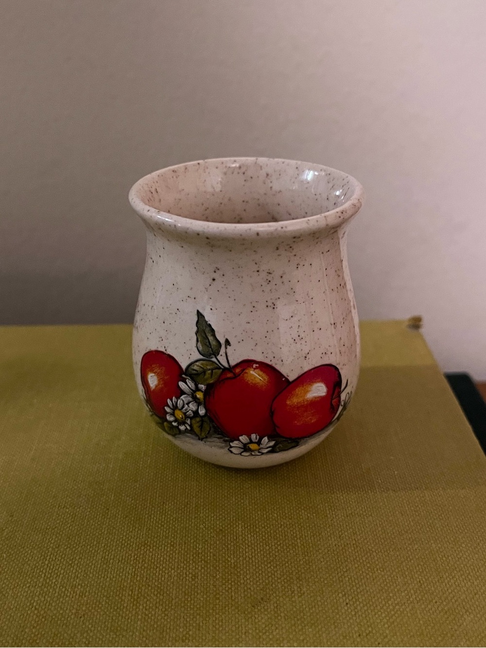 Hand-Painted Red Apple Ceramic Vase